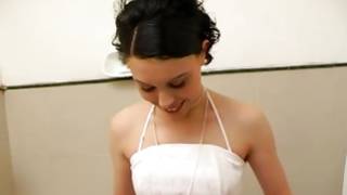 Wet huge long penis is stuffed in thin pussy