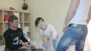 Silly easy going babe is about to get in real threesome trouble