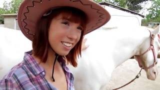 Perfectly hot young slut is sexy rubbing her shaved cunt lips